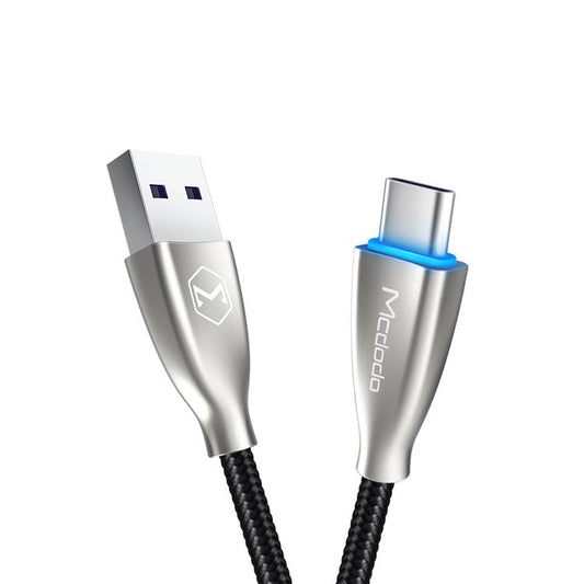 MCDODO CA-542 for iPhone 15 Series 1m Nylon Braided Type-C 5A Fast Charging Data Sync Cable for Huawei Xiaomi - Black