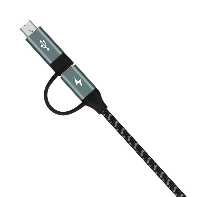 MOMAX for iPhone 15 Series 4-in-1 Type-C to Micro USB & Type-C to USB A Charging and Data Sync Nylon Braided Cable