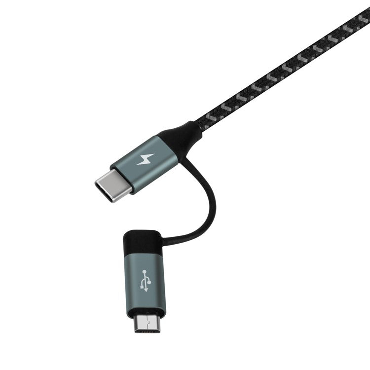 MOMAX for iPhone 15 Series 4-in-1 Type-C to Micro USB & Type-C to USB A Charging and Data Sync Nylon Braided Cable
