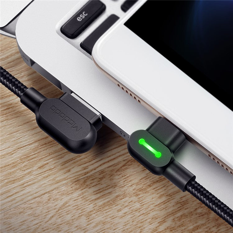 MCDODO CA-5772 90 Degree Angle 1.8m Nylon Braided Micro USB Charge Sync Gaming Cable