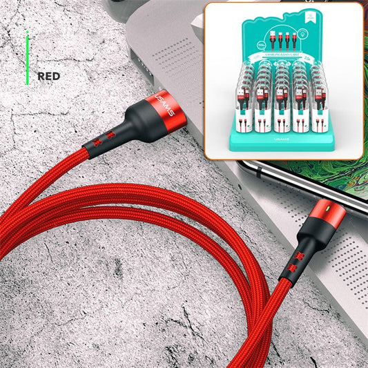 30Pcs/Set USAMS US-SJ312 U26 Micro USB Charging Data Sync Cable 1m with Display Stand - Red