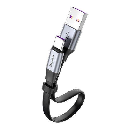 BASEUS Simple HW 23cm 40W USB to Type-C Super Quick Charging Sync Cable - Silver + Black