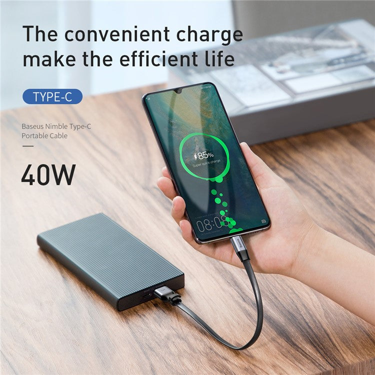 BASEUS Simple HW 23cm 40W USB to Type-C Super Quick Charging Sync Cable - Silver + Black
