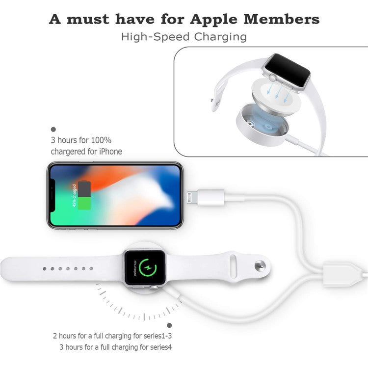 2-in-1 Lightning 8 Pin + Magnetic Charging Dock Y Splitter Charging Cable for iPhone iPod iPad iWatch