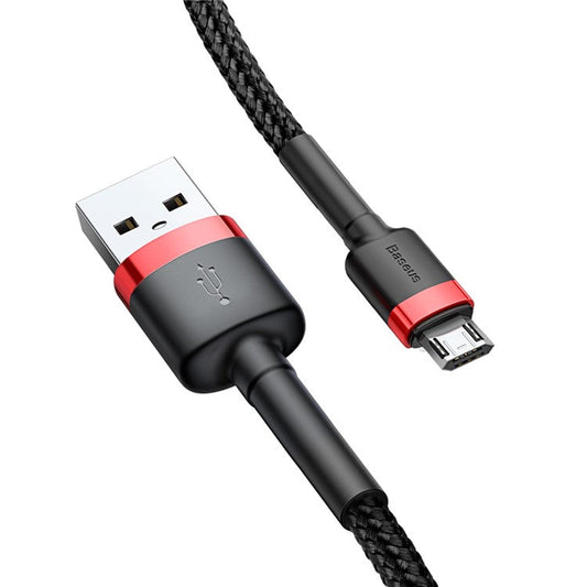 BASEUS KLF Series Woven 3m 2A Micro USB Charge Cable for Samsung Huawei Xiaomi - Red/Black