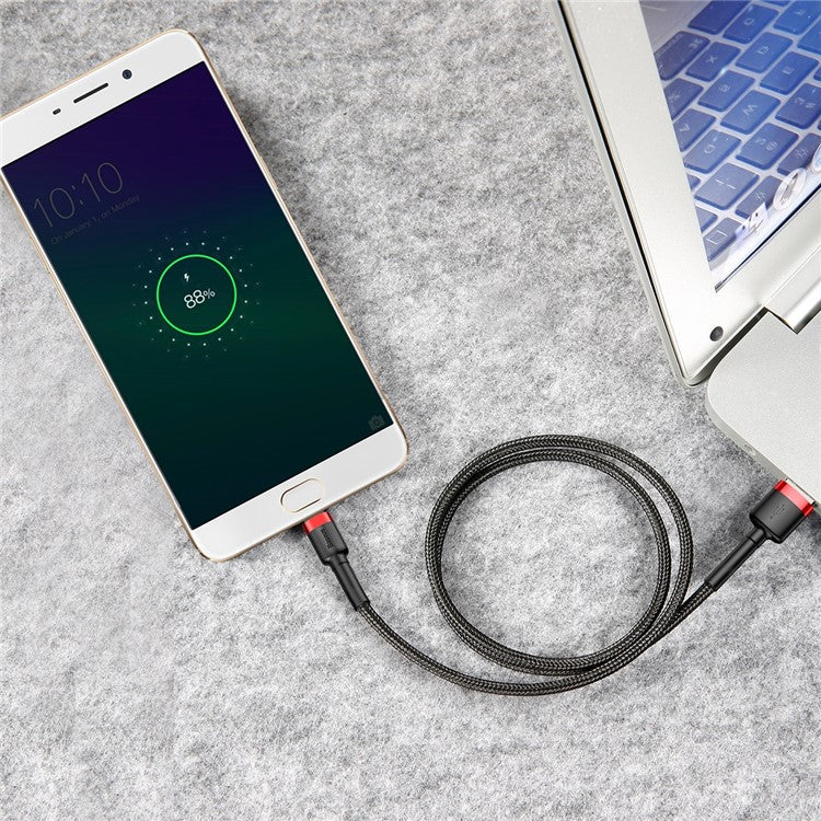 BASEUS KLF Series Woven 3m 2A Micro USB Charge Cable for Samsung Huawei Xiaomi - Red/Black