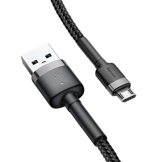 BASEUS KLF Series Woven 3m 2A Micro USB Charge Cable for Samsung Huawei Xiaomi - Grey/Black