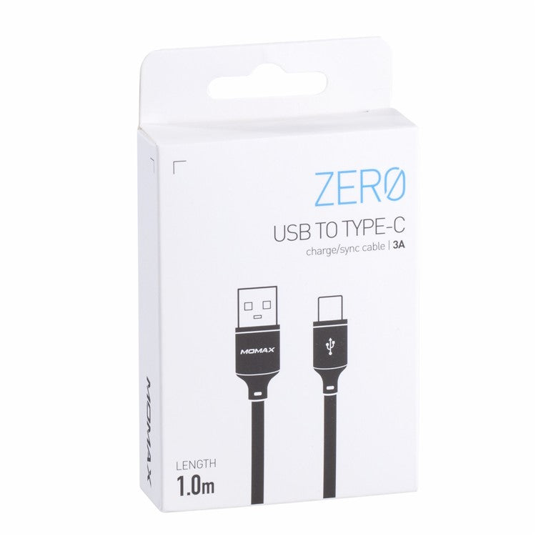 MOMAX for iPhone 15 Series 1M USB Type-C to USB-A Data Sync Charging Cable for Samsung Huawei Xiaomi - Black