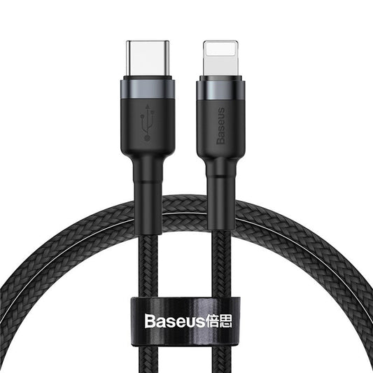 BASEUS Type-C to iP Sync Data Cable PD Quick Charge 18W 1m Nylon Braided Cable - Black