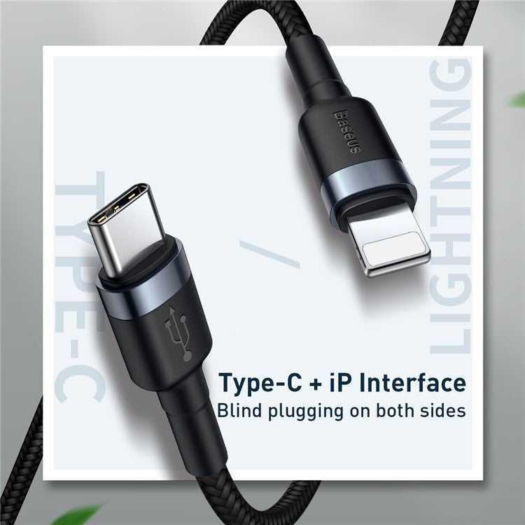 BASEUS Type-C to iP Sync Data Cable PD Quick Charge 18W 1m Nylon Braided Cable - Black