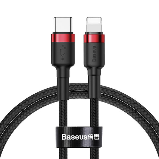 BASEUS Type-C to iP Sync Data Cable PD Quick Charge 18W 1m Nylon Braided Cable - Red