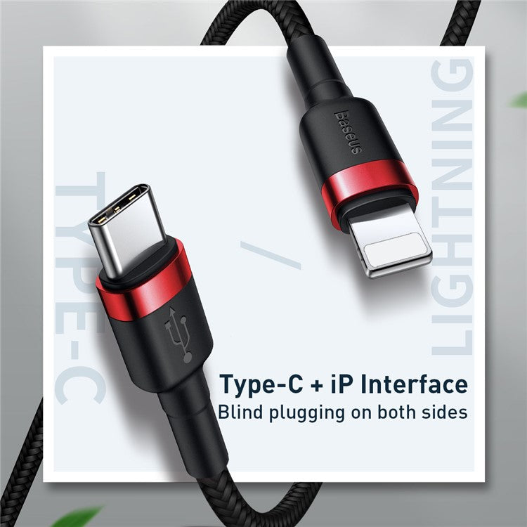 BASEUS Type-C to iP Sync Data Cable PD Quick Charge 18W 1m Nylon Braided Cable - Red
