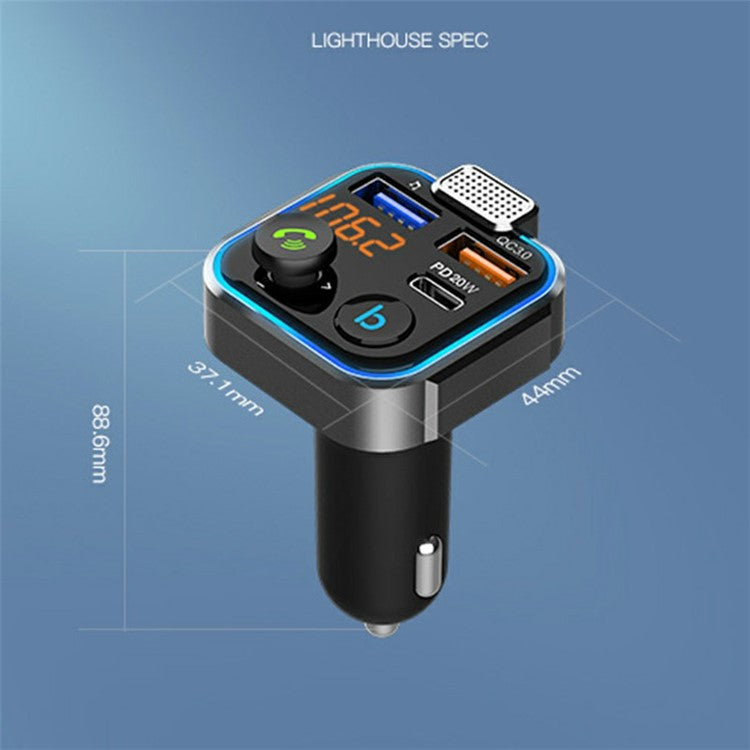 BT23 Dual USB Digital Display Car Bluetooth MP3 Music Player FM Transmitter QC3.0 PD 20W Fast Charging Phone Charger