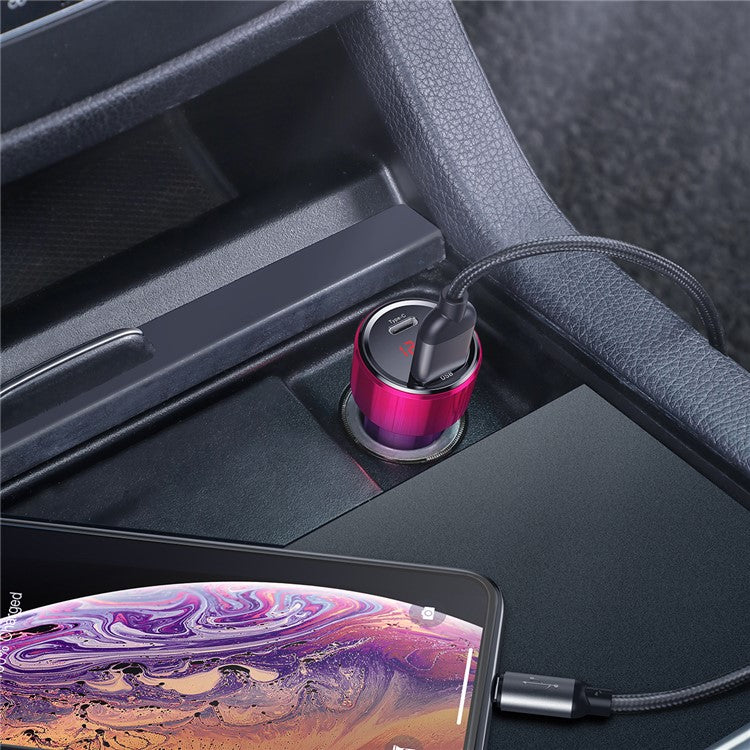 BASEUS Magic Series Car Charger Adapter with Digital Display (Type-C PD+QC) Intelligent Dual Quick Charging Car Charger 45W - Blue / Rose
