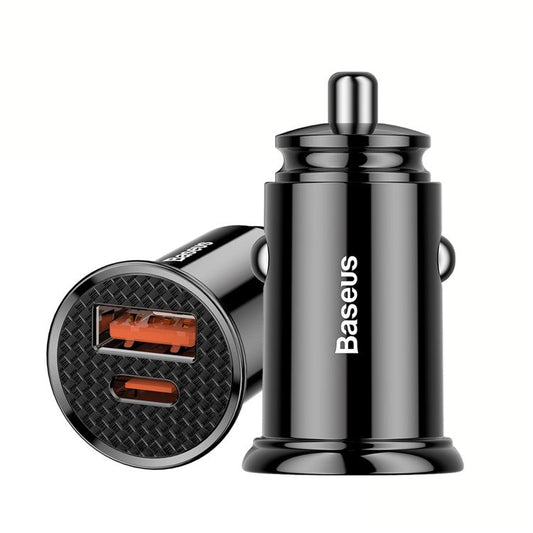 BASEUS Car Charger Adapter PPS 30W Fast Charger with USB Type-C Ports Support PD3.0/QC4.0/SCP/QC3.0/AFC - Black