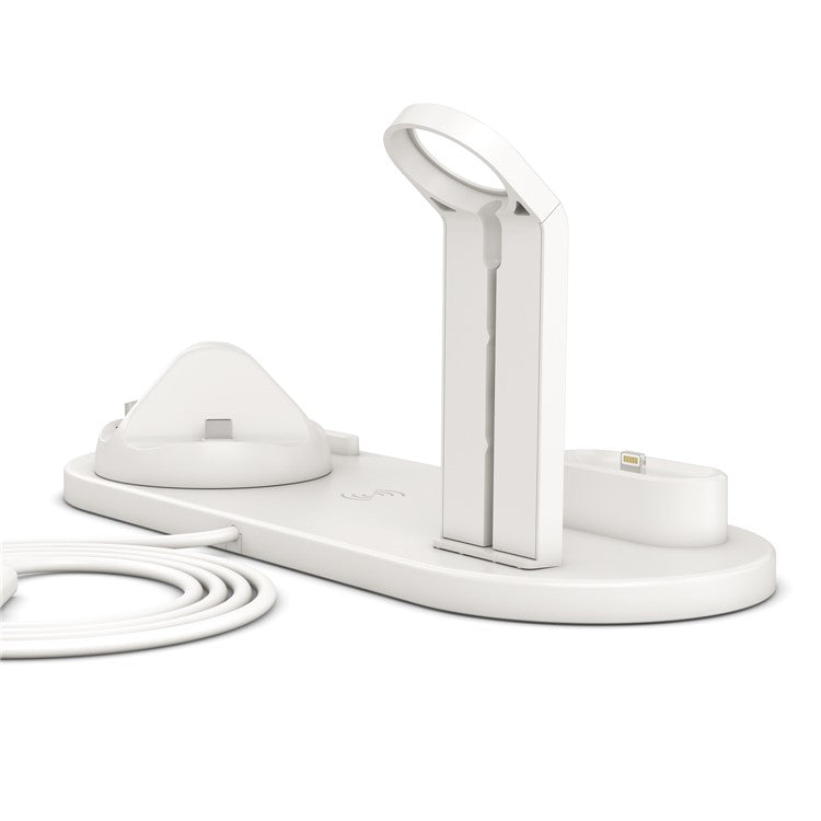 UD15 3 in 1 Rotatable Wireless Charging Dock Station for Apple iPhone/Android Device/Type-C Device - White