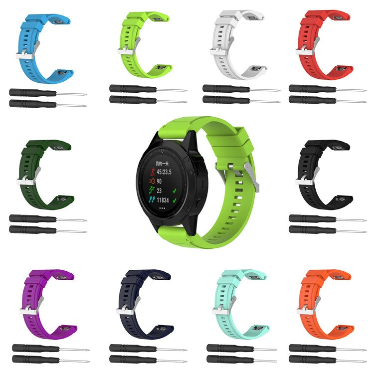 26mm Silicone Watch Strap for Garmin Fenix 5X/Fenix 3 HR/Quatix 3/D2, Soft Adjustable Wristband - Army Green