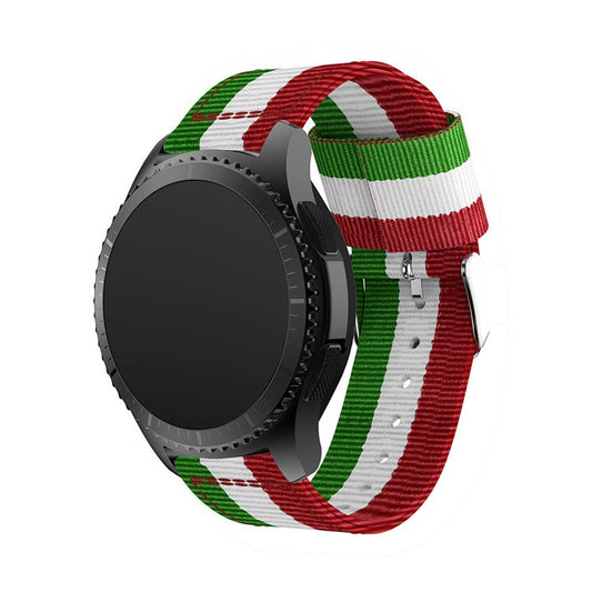 22mm Quick Release Nylon Watch Band with Steel Metal Buckle for Samsung Gear S3 Frontier / Classic - Green / White / Red