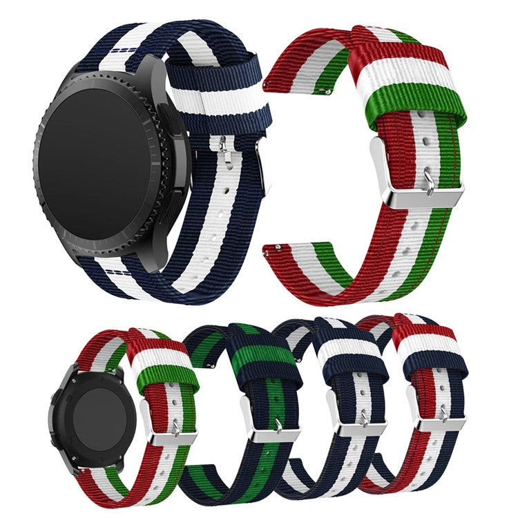 22mm Quick Release Nylon Watch Band with Steel Metal Buckle for Samsung Gear S3 Frontier / Classic - Green / White / Red