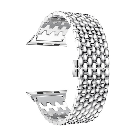 For Apple Watch Series 10 42mm / 9 8 7 41mm / SE (2023) SE (2022) SE 6 5 4 40mm / 3 2 1 38mm 316L Stainless Steel Smart Watch Band Strap with Butterfly Buckle - Silver Color