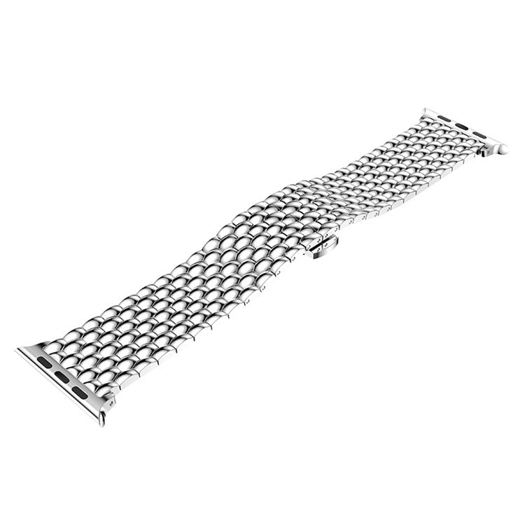 For Apple Watch Series 10 42mm / 9 8 7 41mm / SE (2023) SE (2022) SE 6 5 4 40mm / 3 2 1 38mm 316L Stainless Steel Smart Watch Band Strap with Butterfly Buckle - Silver Color