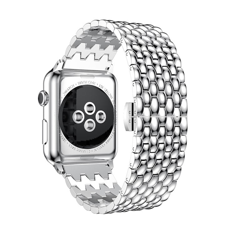 For Apple Watch Series 10 42mm / 9 8 7 41mm / SE (2023) SE (2022) SE 6 5 4 40mm / 3 2 1 38mm 316L Stainless Steel Smart Watch Band Strap with Butterfly Buckle - Silver Color
