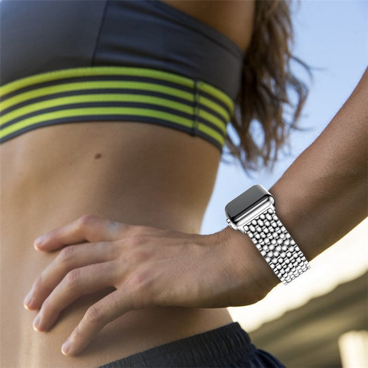 For Apple Watch Series 10 42mm / 9 8 7 41mm / SE (2023) SE (2022) SE 6 5 4 40mm / 3 2 1 38mm 316L Stainless Steel Smart Watch Band Strap with Butterfly Buckle - Silver Color