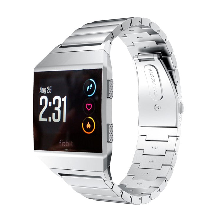 Classic Stainless Steel Watch Strap + Connector for Fitbit Ionic - Silver Color