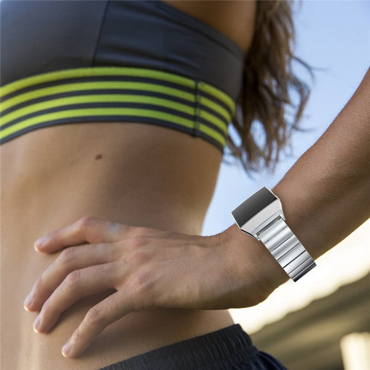 Classic Stainless Steel Watch Strap + Connector for Fitbit Ionic - Silver Color
