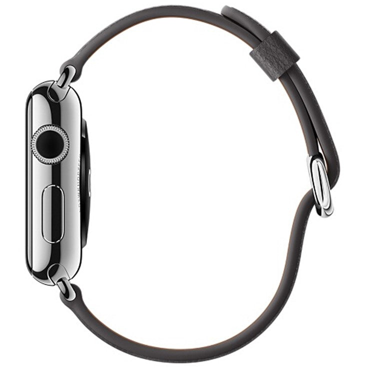 For Apple Watch Series 10 46mm / Ultra 2 Ultra 49mm / 9 8 7 45mm / SE (2023) SE (2022) SE 6 5 4 44mm / 3 2 1 42mm Litchi Texture Genuine Leather Watch Band Wrist Strap Replacement - Grey
