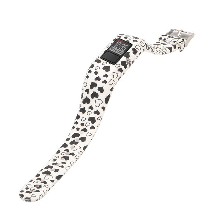 Pattern Printing Adjustable Sports Silicone Replacement Watch Band for Garmin Vivofit JR - Black Heart