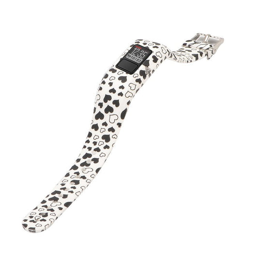 Pattern Printing Adjustable Sports Silicone Replacement Watch Band for Garmin Vivofit JR - Black Heart