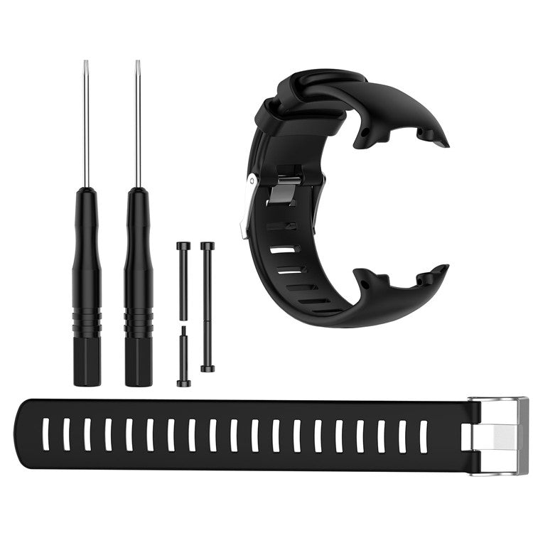Flexible Silicone Watch Band Strap for Suunto D4i Novo Submersion Watch - Black