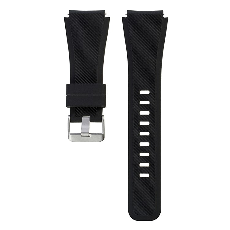 For Samsung Gear S3 Frontier / S3 Classic / Fossil Q MARSHAL Gen2 Adjustable Replacement  Silicone Wrist Band - Black