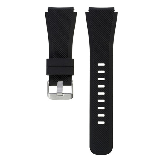 For Samsung Gear S3 Frontier / S3 Classic / Fossil Q MARSHAL Gen2 Adjustable Replacement  Silicone Wrist Band - Black