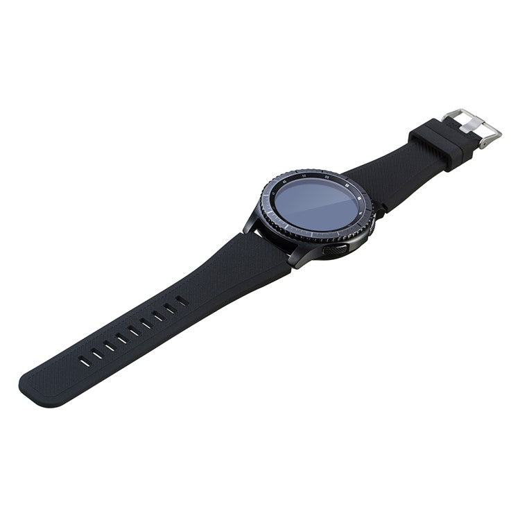 For Samsung Gear S3 Frontier / S3 Classic / Fossil Q MARSHAL Gen2 Adjustable Replacement  Silicone Wrist Band - Black