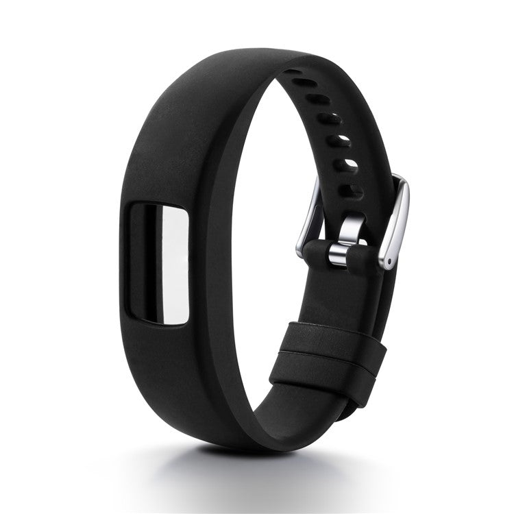 Soft Silicone Watch Strap Adjustable Wrist Band Bracelet for Garmin VivoFit 4, Length: 23cm - Black