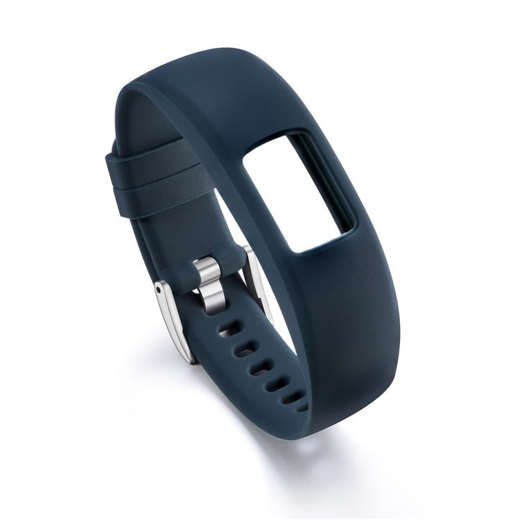 Soft Silicone Watch Band Adjustable Wrist Band Bracelet for Garmin VivoFit 4, Length: 23cm - Dark Blue