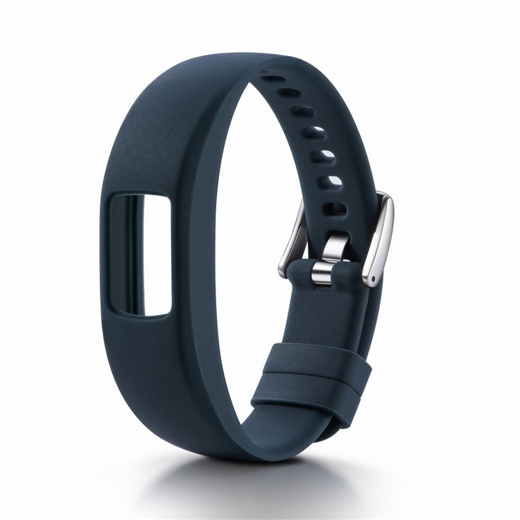 Soft Silicone Watch Band Adjustable Wrist Band Bracelet for Garmin VivoFit 4, Length: 23cm - Dark Blue