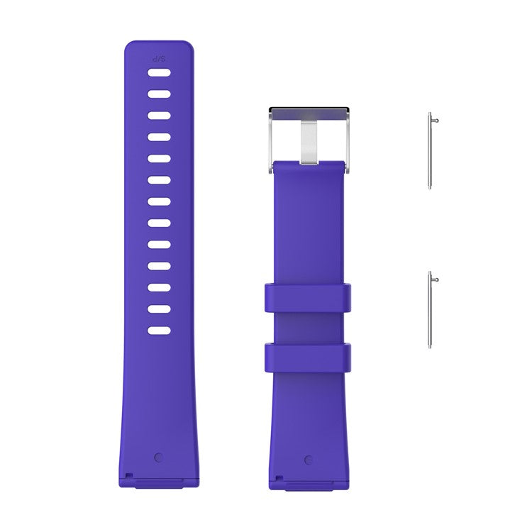 For Fitbit Versa TPE Watch Band Adjustable Sports Replacement Strap - Size: L / Dark Purple