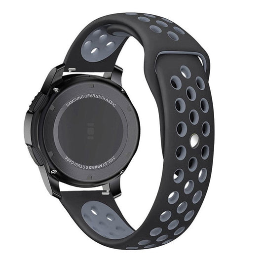 For Samsung Gear S3 Frontier / S3 Classic 22mm Two-tone Soft Silicone Watch Band Wrist Strap - Black / Dark Grey