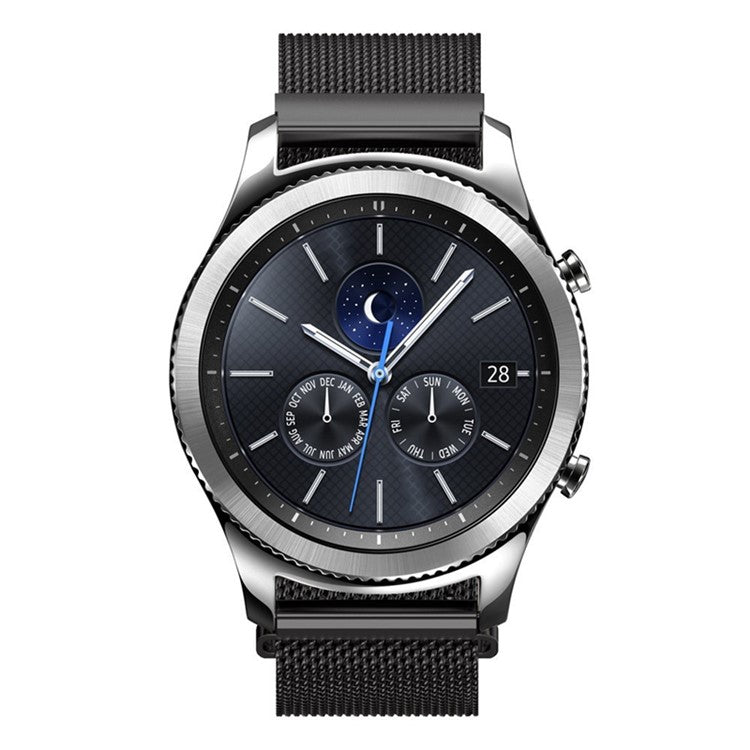 22mm Milanese Metal Wristband Watch Band for Samsung Gear S3 Frontier / S3 Classic - Black