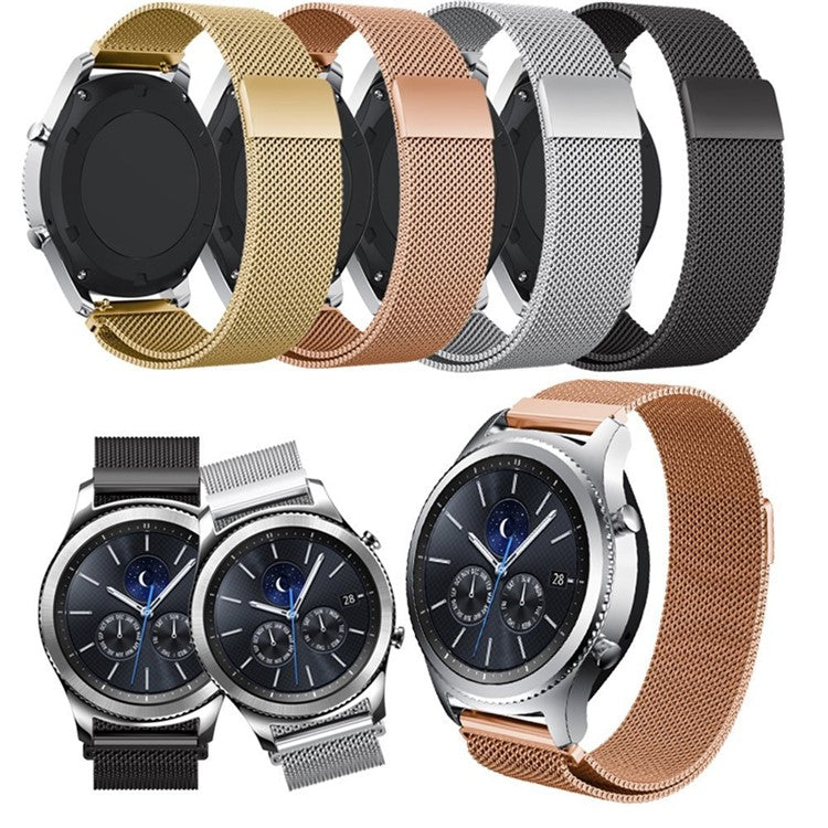 22mm Milanese Metal Wristband Watch Band for Samsung Gear S3 Frontier / S3 Classic - Black