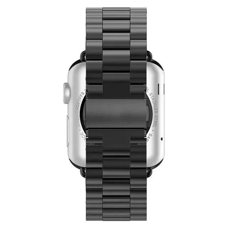 Luxury Three Beads Stainless Steel Watch Strap for Apple Watch Series 10 46mm / Ultra 2 Ultra 49mm / 9 8 7 45mm / SE (2023) SE (2022) SE 6 5 4 44mm / 3 2 1 42mm - Black