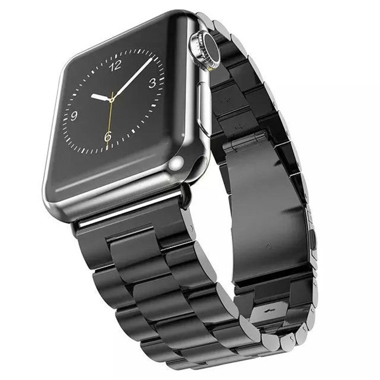 Luxury Three Beads Stainless Steel Watch Strap for Apple Watch Series 10 46mm / Ultra 2 Ultra 49mm / 9 8 7 45mm / SE (2023) SE (2022) SE 6 5 4 44mm / 3 2 1 42mm - Black