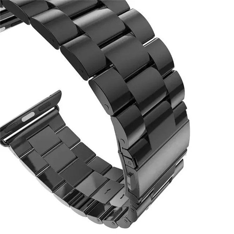 Luxury Three Beads Stainless Steel Watch Strap for Apple Watch Series 10 46mm / Ultra 2 Ultra 49mm / 9 8 7 45mm / SE (2023) SE (2022) SE 6 5 4 44mm / 3 2 1 42mm - Black
