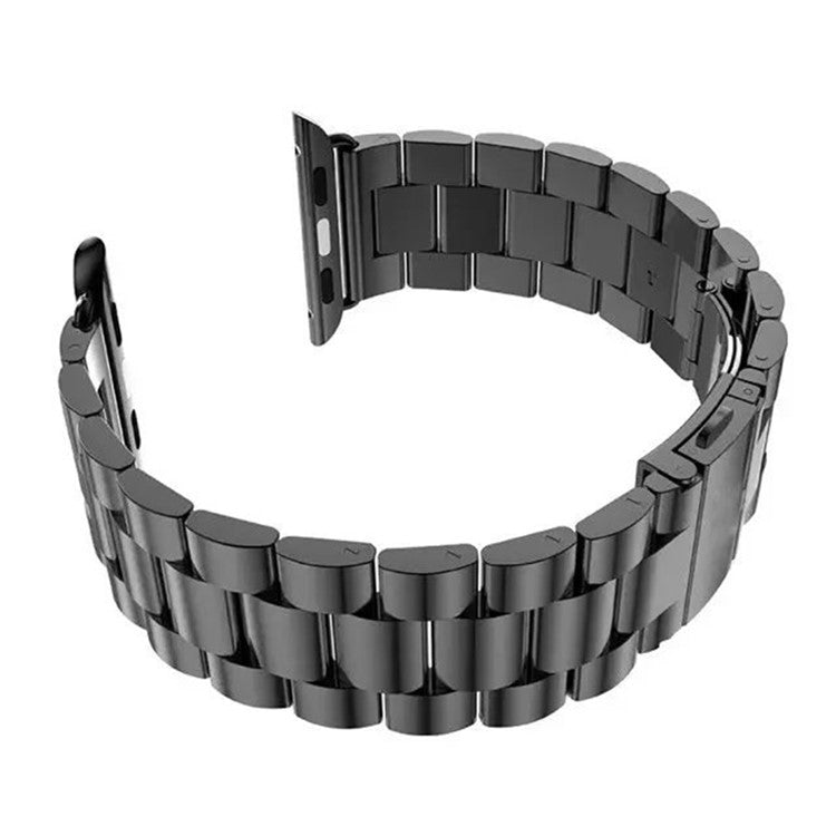 Luxury Three Beads Stainless Steel Watch Strap for Apple Watch Series 10 46mm / Ultra 2 Ultra 49mm / 9 8 7 45mm / SE (2023) SE (2022) SE 6 5 4 44mm / 3 2 1 42mm - Black