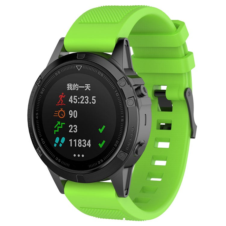 22mm Silicone Watch Band for Garmin Fenix 5/Forerunner 935 945/Quatix 5/Quatix 5 Sapphire/Approach S60 Twill Texture Wrist Strap - Green