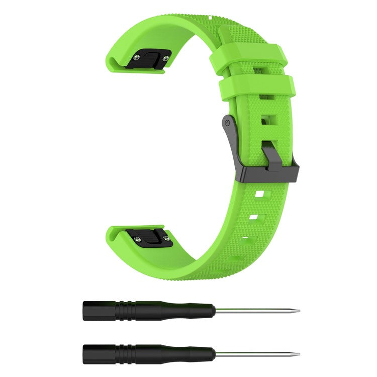 22mm Silicone Watch Band for Garmin Fenix 5/Forerunner 935 945/Quatix 5/Quatix 5 Sapphire/Approach S60 Twill Texture Wrist Strap - Green