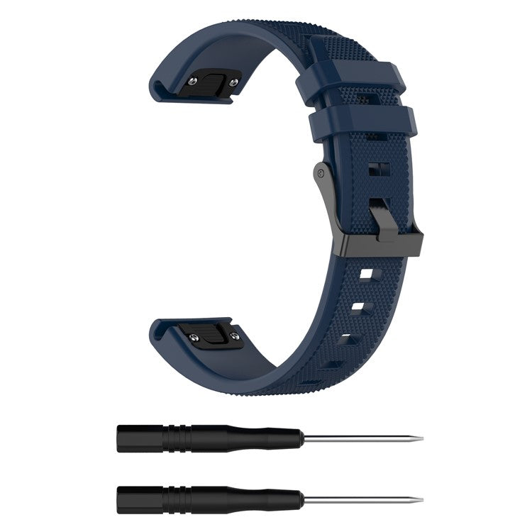 22mm Silicone Watch Band for Garmin Fenix 5/Forerunner 935 945/Quatix 5/Quatix 5 Sapphire/Approach S60 Twill Texture Wrist Strap - Dark Blue